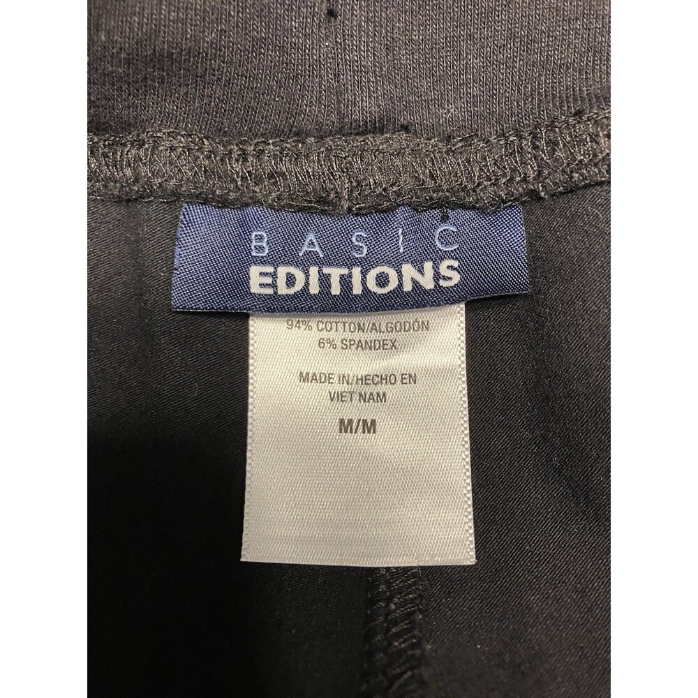 NWOT Basic Editions  Drawstring Waist Black Capris Size M - Picture 2 of 7